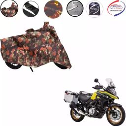 Auto Pearl Polyester Waterproof Two Wheeler Cover for Suzuki V-Strom 650 XT,(Jungle Print)-image-79