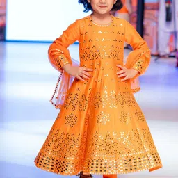 Alyaansh Couture Girls Embroidered Mirror Work Pure Cotton Kurta With Trousers & Dupatta-picture-32