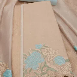 Soch Floral Embroidered Thread Work Unstitched Dress Material-image-93