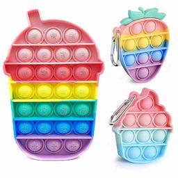 FunBlast Tumbler & 2 Keychain Shaped Pop Bubble Stress Relieving Silicone Pop It Fidget Toy Pack Of 3 - Multicolour-23