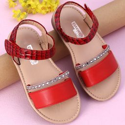 Cute Walk by Babyhug Sandals with Studded Lace - Red-image-91