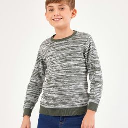 Primo Gino Full Sleeves Cotton Sweater Abstract Lines Design - Green-image-87