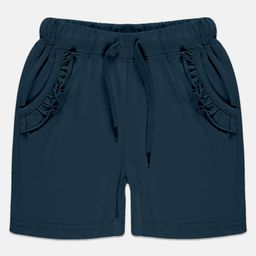 Kiddopanti Solid Frill Pocket Detailed Shorts - Navy Blue-image-64