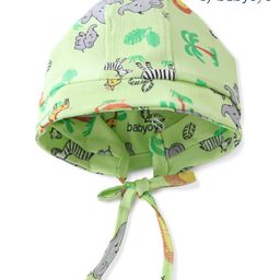 Babyoye 100% Cotton Knit Eco Jiva Finish Baby Cap Elephant Prints Green- Diameter 9.5 cm-image-83