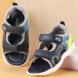 Babyoye Solid Sandals With Velcro Closure- Blue & Grey-picture-4
