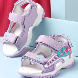 Cute Walk by Babyhug Sandal with Velcro Closure Heart Applique - Purple & White-image-97