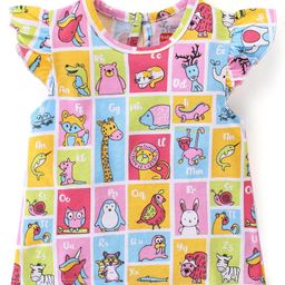 Babyhug 100% Cotton Knit Frill Sleeves Animal Print Top -Multicolor-image-96