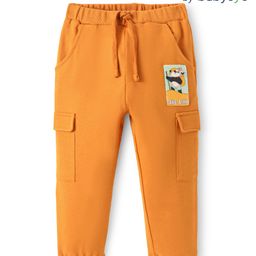 Babyoye 100% Cotton Knit Full Length Trouser With Panda Patch - Orange-image-53