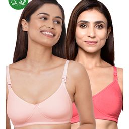 Inner Sense Organic Cotton Pack Of 2 Antimicrobial Women Feeding Bras - Multi colour-image-20