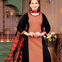 Aarika Three Fourth Sleeves Damask Printed Kurta - Black-image-86
