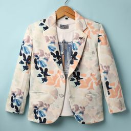 Dapper Dudes Full Sleeves Abstract Printed Blazer With Tee - Peach-image-26