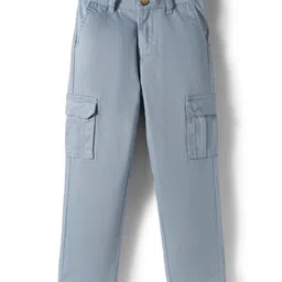 Pine Kids Cotton Woven Full Length Solid Coloured Trousers With Side Pockets - Light Blue-picture-25