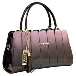 SYGA Elegant Color Contrast Tote Bag Horizontal Square Medium-Soft Handbag with Design for Everyday Use(Purple)-image-87