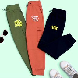 SuperBottoms Premium Cotton Knit Pack Of 3 Typograhy Printed Pajamas - Multi Colour-image-85