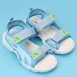 Cute Walk by Babyhug Solid Color Velcro Closure Sandals - Light Blue-picture-3