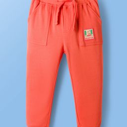 Babyoye 100% Cotton Knit Full Length Lounge Pant with Patch Detailing - Red-picture-38