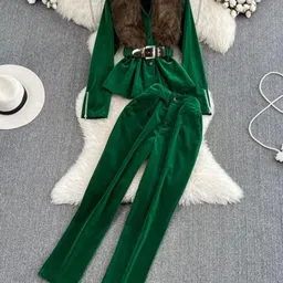 Alamode By Akanksha Women Green Murphy Luxury Coord Set-image-50