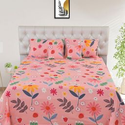 MORADO Blue & Yellow Printed Cotton Double Bedsheet With 2 Pillow Cover & 2 Cushion Filler-image-22