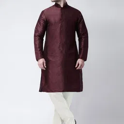 SG LEMAN Mandarin Collar Dupion Silk Straight Kurta With Pyjamas-image-14