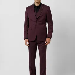 Van Heusen Textured Slim Fit Single-Breasted Three Piece Party Suit-image-98