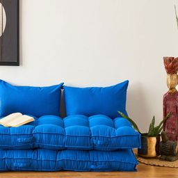 SKANDA FAB 2-Pcs Blue Rectangle Shaped Pure Cotton Pre-Filled Cushions-12