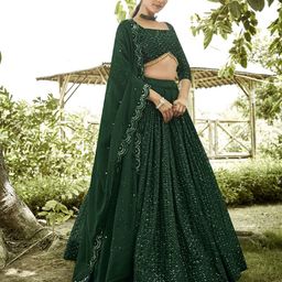 Warthy Ent Embroidered Sequinned Semi-Stitched Lehenga & Unstitched Blouse With Dupatta-image-85