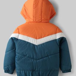 Pine Kids Woven Full Sleeves Hooded Padded Jacket With Color Block Design - Multicolor image 2