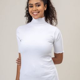 Redamancii Women Solid High Neck Polycotton Top-image-40