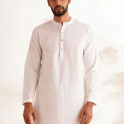 JAYPORE Woven Design Band Collar Dobby Cotton Straight Kurta-image-57