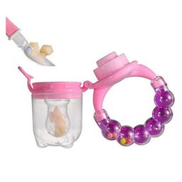 AEREX BPA Free Silicone Food Nibbler with Mesh Nipple for Fruit and Veggies with Rattle Handle for Baby (White) image 5