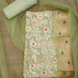 SHADOW & SAINING Floral Woven Design Unstitched Dress Material-image-98
