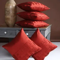 Romee Red Polyester Cushion Covers (40 x 40 cm) - Set of 5-image-65
