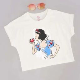 Pantaloons Junior Girls Bright White Cotton Character Based T-Shirts-image-44