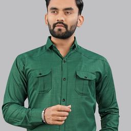 IKON FASHION Men Original Fit Spread Collar Solid Cotton Casual Shirt-image-85