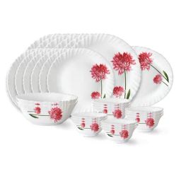 Larah by Borosil Flora White Opalware 27 Pieces Dinner Set-image-82