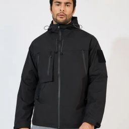 Styli Black Regular Fit Solid Parka Jacket-picture-47