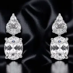 crash.club by CKC 925 Sterling Silver Oval & Pear-Cut White Gemstone Drop Earrings-image-60