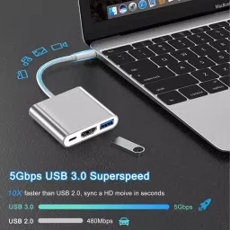 LOTA 3-in-1 USB-C to HDMI+USB+Power Adapter Silver & White 4K UHD Support, MST-1350-LT image 5