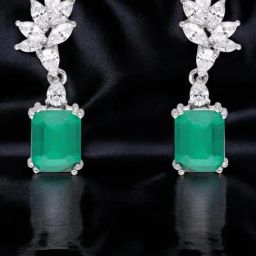crash.club by CKC 925 Sterling Silver Green Gemstone & Marquise Diamond-Inspired Drop Earrings-image-32