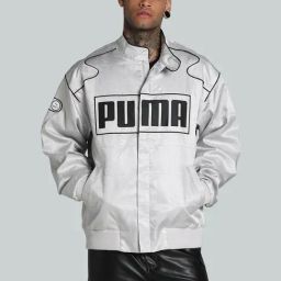 Puma Glacial Grey Relaxed Fit Logo Printed Sports Jacket-image-3