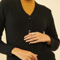 Soch Black Self Pattern Cardigan image 5