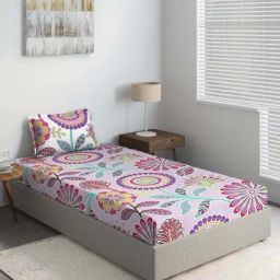 DDECOR - Ava 100% Cotton Single Bedsheet with 1 Pillow Covers, Purple-image-42
