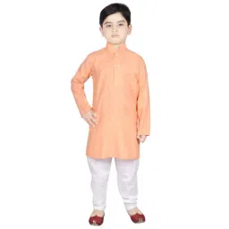 SG Yuvraj Kids Orange & White Solid Kurta with Pyjama-image-99