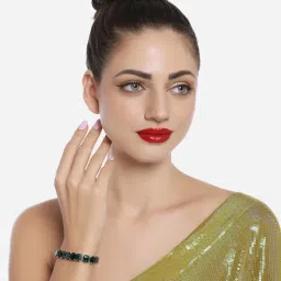 Zaveri Pearls Set of 2 Black & Green Artificial Stones Embellished Bracelets Set-ZPFK16842 image 5
