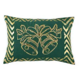 Home4U Dark Green & Golden Cotton Small Cushion Cover - Set of 1-19