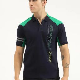 United Colors of Benetton Navy Regular Fit Printed Cotton Polo T-Shirt-image-60