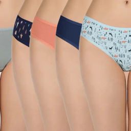 Amante Multicolor Cotton Printed Bikini Panty (Pack of 5)-image-9