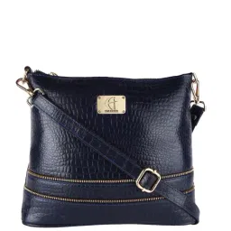 HiLEDER Navy Textured Medium Sling Handbag-25