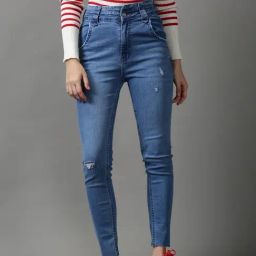 SHOWOFF Blue Solid Mid Rise Jeans-image-52