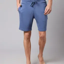 Cantabil Blue Cotton Regular Fit Bermuda Shorts-image-37